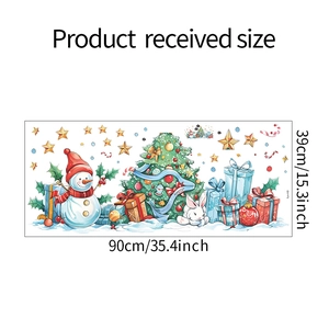 Detailed size specifications for Christmas snowman wall stickers with layout dimensions
