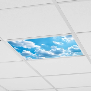 Realistic blue sky and white clouds ceiling panel light for office interior decor