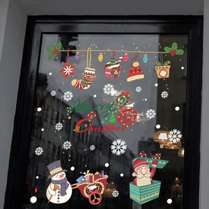 Christmas window stickers featuring Santa Claus and snowman for holiday glass decoration