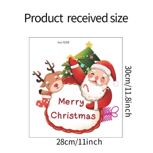 Detail view of 30x28cm Christmas window sticker with Santa Claus and reindeer graphics