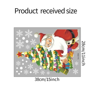 Detailed sheet size of Santa Claus and Christmas tree window stickers 28x38cm