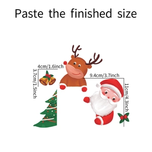 Detailed dimensions of Christmas gnome stickers and reindeer wall decals for home