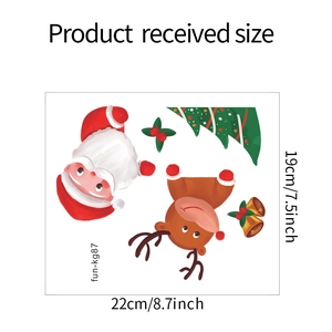Detail view of Christmas wall stickers featuring Santa, reindeer and tree bells