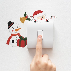 Cartoon Christmas gnome and snowman wall stickers for home light switch decoration