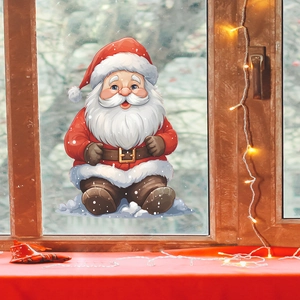 Weihnachtsmann Fensteraufkleber für Glasdekoration mit festlicher LED-Hintergrundbeleuchtung