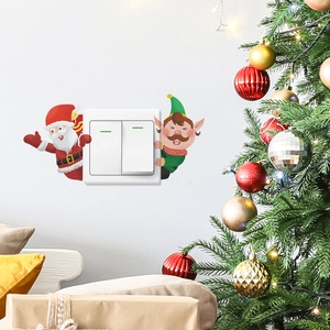 Stickers de Noël pour interrupteurs avec Père Noël et lutin pour décoration murale