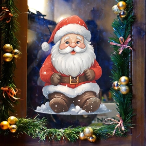 Weihnachten Weihnachtsmann Fensteraufkleber PVC Statisch Haftend Schneeflocke Atmosphäre Dekoration Für Glastür Wohnzimmer