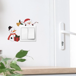Cartoon Christmas Santa and snowman wall stickers for light switch decoration
