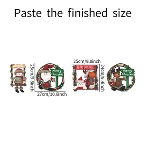 Tableau des tailles montrant les dimensions des stickers muraux Père Noël et bonhomme