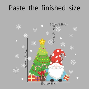 Stickers de Noël sapin et gnome avec dimensions détaillées pour décoration de fenêtre