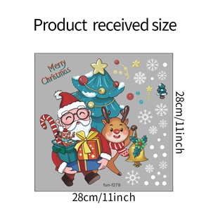 Stickers de Noël pour fenêtres taille 28cm x 28cm avec motifs Père Noël et renne festif