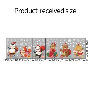 Detaillierte Größenübersicht für sechs Weihnachts-Tieraufkleber mit 19x30cm Maßen