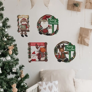 Lot de stickers muraux de Noël avec Père Noël, bonhomme de neige et renne festif