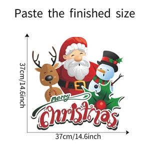 Détail du sticker mural Joyeux Noël avec Père Noël et renne mesurant 37cm par 37cm