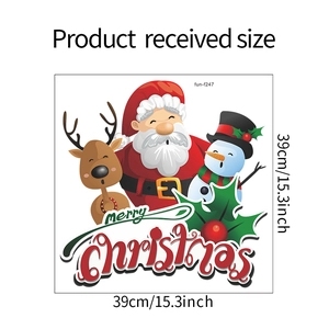 Détail de stickers muraux de Noël 39x39cm avec motifs de Père Noël, élan et bonhomme