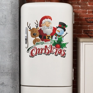Stickers muraux de Père Noël et renne de dessin animé pour décor de Noël
