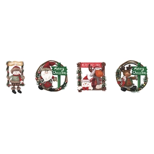 Stickers muraux de Noël avec Père Noël, bonhomme de neige et renne avec signes festifs