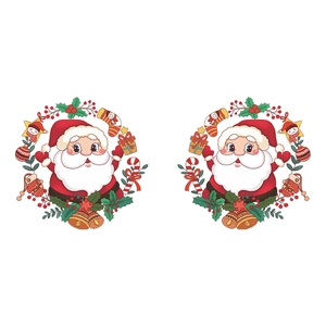 Christmas Santa Claus bell wreath glass window stickers for home festive decoration