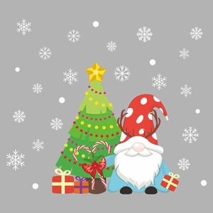 Stickers de fenêtre de Noël avec gnome de dessin animé et sapin de fête autocollants