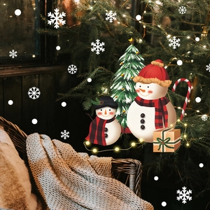 Christmas Window Stickers Santa Claus Christmas Tree Snowflakes Static Cling PVC Glass Door Decals Festive Home Party Decorations