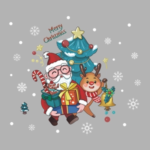 Stickers de Noël avec Père Noël, renne et sapin festif pour décoration de vitrine
