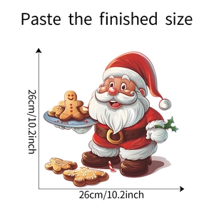 Detailed size specifications of Santa Claus and gingerbread window stickers 26cm x 26cm