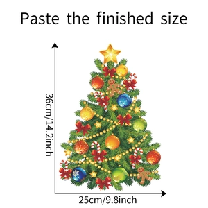 Spécifications de taille pour un sticker mural sapin de Noël coloré avec dimensions