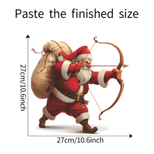 Detail view of Santa Claus toilet sticker with dimensions 27x27cm for bathroom decor