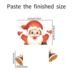 Detailed dimensions of Christmas gnome wall sticker with Santa hat and boots in centimeters