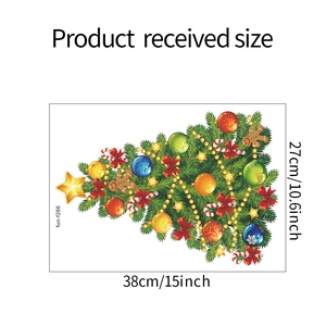Dimensions détaillées de 38x27cm pour stickers muraux sapin de Noël décoré