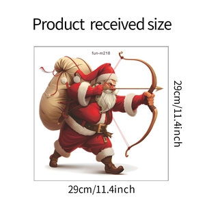 Detailed dimension guide showing the 29cm by 29cm Santa Claus archery toilet sticker