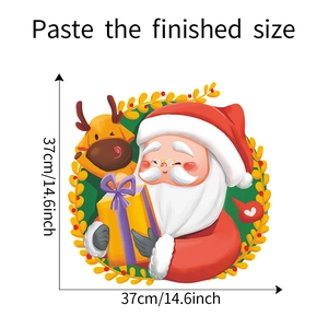 Detail of Christmas wall sticker showing Santa Claus and deer with 37cm size dimensions