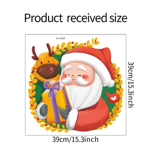 Close-up of Santa Claus and reindeer wall sticker showing 39cm x 39cm dimensions