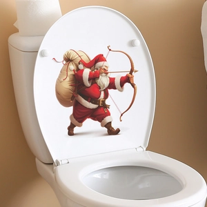 Creative Santa Claus archery toilet seat sticker for festive bathroom wall decor