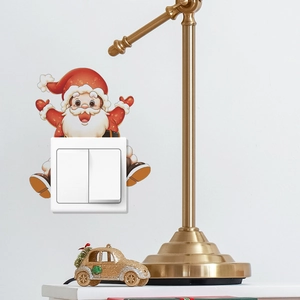 Christmas gnome switch wall sticker featuring a cute Santa figure for home holiday decoration