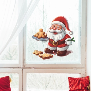 Christmas Santa Claus and gingerbread man window decals for holiday home decoration