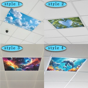 Modern Creative PVC Ceiling Stickers Blue Sky Cloud Dolphin Heart Galaxy Universe Decorative Film For Home Office Interior