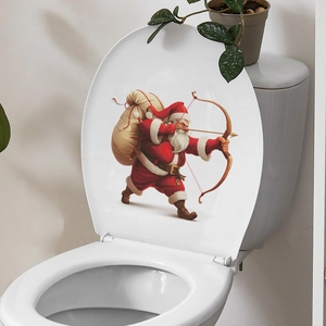 Creative Santa Claus archery toilet seat sticker for festive home bathroom decoration