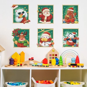 Christmas wall stickers featuring Santa, gingerbread man and penguin for nursery decor