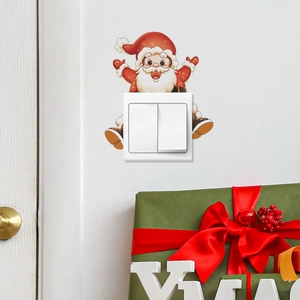 Creative Christmas gnome light switch sticker decoration for a festive home wall decor