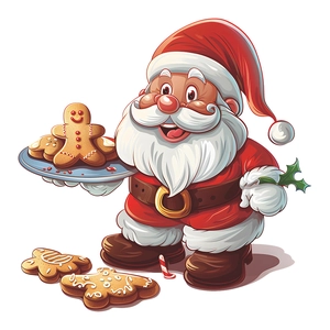 Cartoon Santa Claus with gingerbread cookies Christmas window sticker decoration