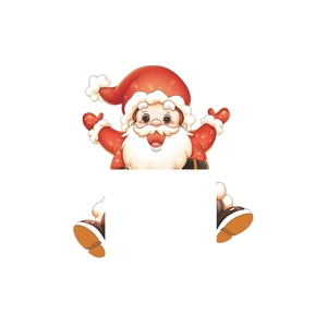 Cartoon Christmas gnome wall sticker with a white rectangular space for custom text