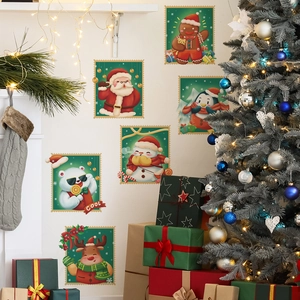 Christmas stamp-style wall decals featuring Santa and Penguin for festive home decor
