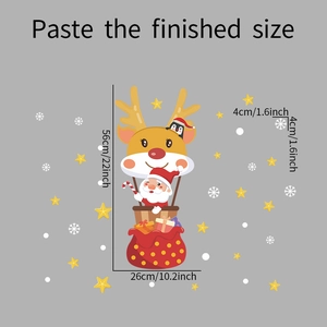Détails des dimensions du sticker de Noël avec Père Noël et renne en ballon à air chaud