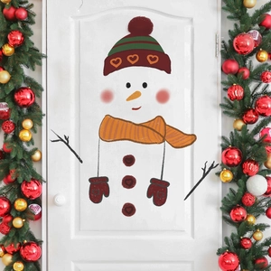 Christmas Snowman DIY Door Wall Stickers PVC Festive Refrigerator Decals Winter Holiday Home Decorative Sticker