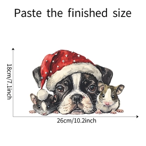 Detail view of Christmas puppy and hamsters wall sticker with size 26cm by 18cm