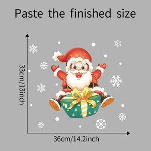 Detailed size view of Santa Claus on gift box sticker measuring 36cm by 33cm