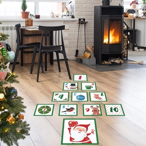 Christmas Santa Claus and snowman hopscotch floor decals for holiday home decoration