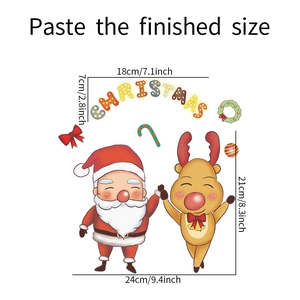 Details zu den Größenangaben der Weihnachtsaufkleber mit Weihnachtsmann und Rentier
