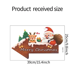 Tableau détaillé des tailles pour sticker de Noël montrant les mesures 39cm sur 25cm
